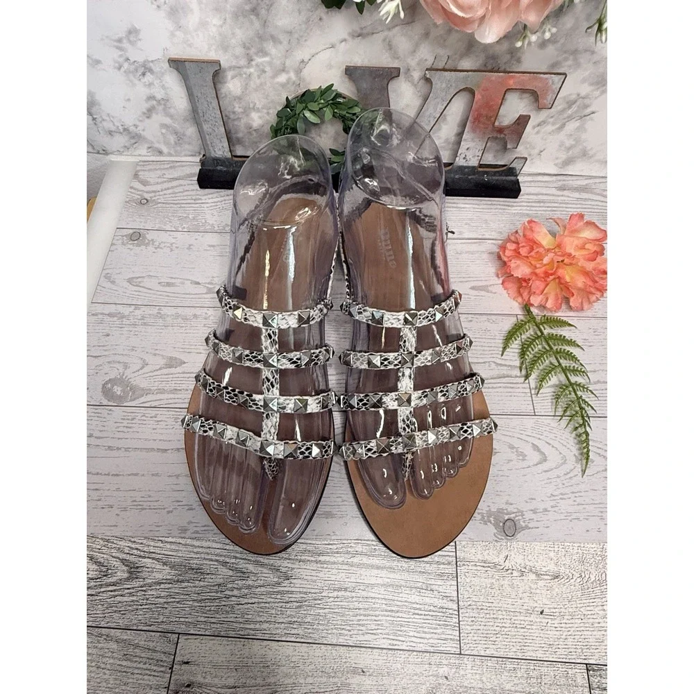 Gray Dune London Reptile Print Gladiator Sandals Katrine‎ Studded 36 US 5/5.5